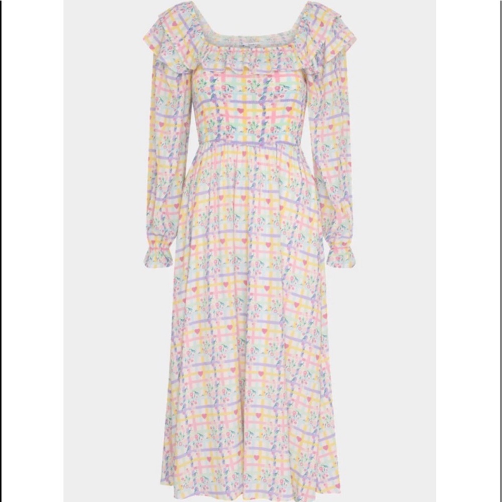Olivia Rubin Ianthe Trellis Floral Midi Dress Size 4- Small
